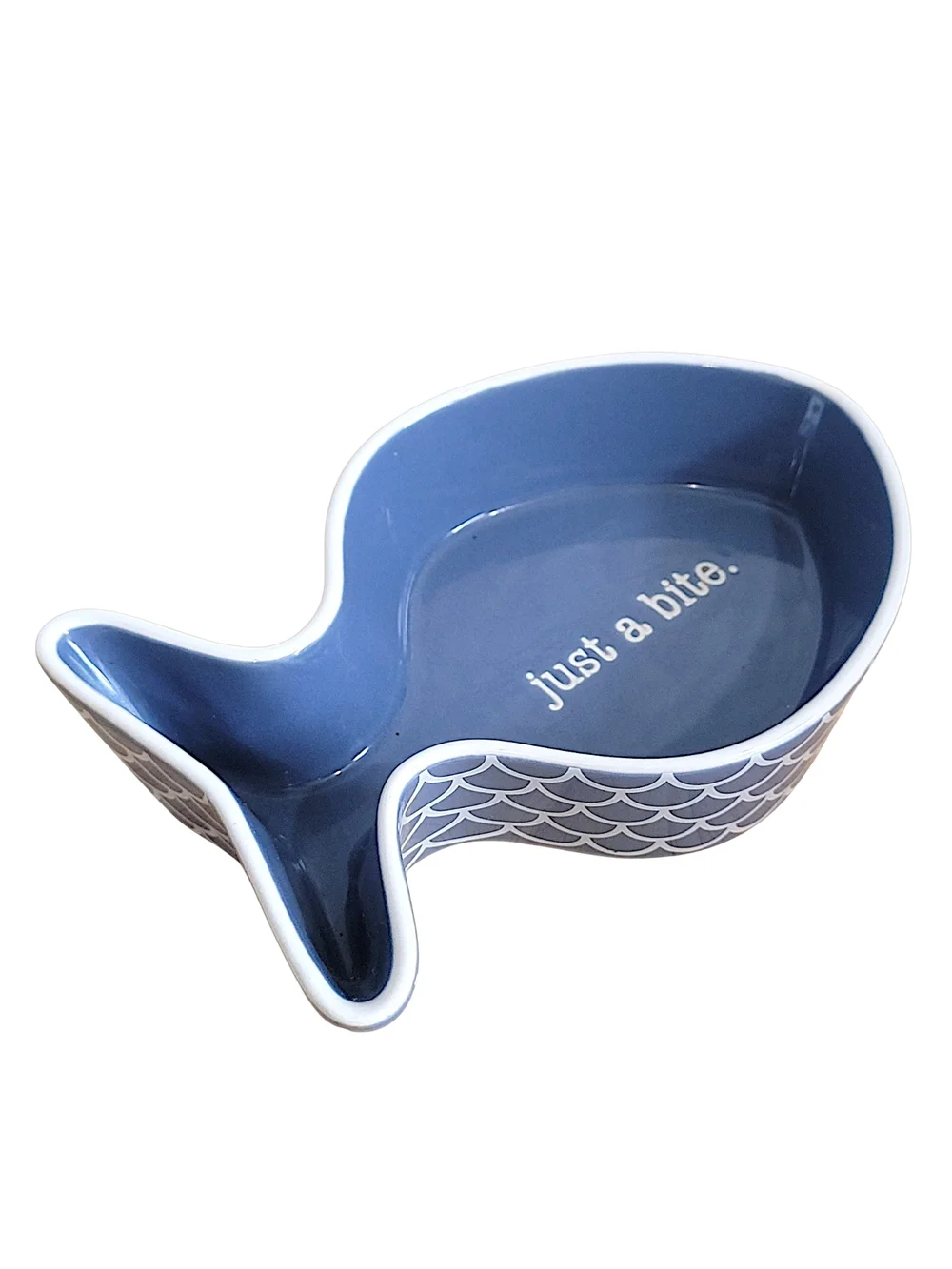 Whisker City Blue Fish-Shaped Cat Bowl